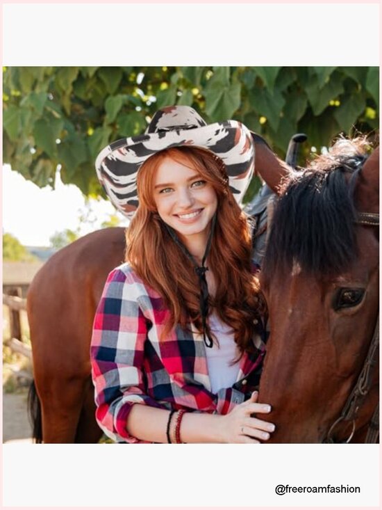 Cow Print Cowgirl Hat with Detachable Band, Unisex Cowboy Hat for Party main image 7